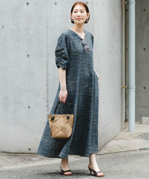 URBAN RESEARCH ROSSO/アーバンリサーチ ロッソ F by ROSSO チェックパフスリーブワンピース BLUE 36 URBAN RESEARCH ROSSO/アーバンリサーチ ロッソ F by ROSSO チェックパフスリーブワンピース BLUE 36
