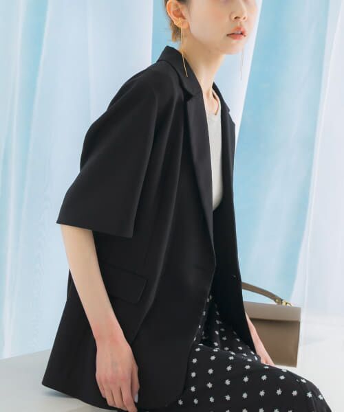 URBAN RESEARCH ROSSO/アーバンリサーチ ロッソ リネンライクハーフスリーブジャケット BLACK FREE URBAN RESEARCH ROSSO/アーバンリサーチ ロッソ リネンライクハーフスリーブジャケット BLACK FREE