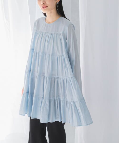 URBAN RESEARCH ROSSO/アーバンリサーチ ロッソ normment COTTON VOIL TIERED TUNIC SAX BLUE one URBAN RESEARCH ROSSO/アーバンリサーチ ロッソ normment COTTON VOIL TIERED TUNIC SAX BLUE one