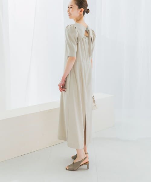 URBAN RESEARCH ROSSO/アーバンリサーチ ロッソ バックオープンベルトデザインワンピース L/BEIGE FREE URBAN RESEARCH ROSSO/アーバンリサーチ ロッソ バックオープンベルトデザインワンピース L/BEIGE FREE