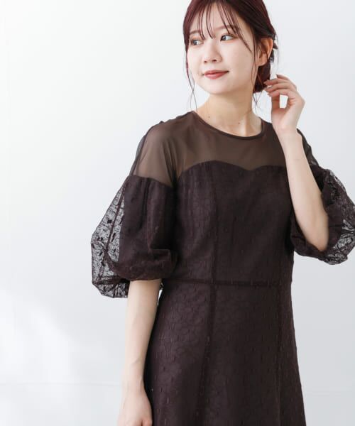 URBAN RESEARCH ROSSO/アーバンリサーチ ロッソ 幾何学レースドレス brown FREE URBAN RESEARCH ROSSO/アーバンリサーチ ロッソ 幾何学レースドレス brown FREE