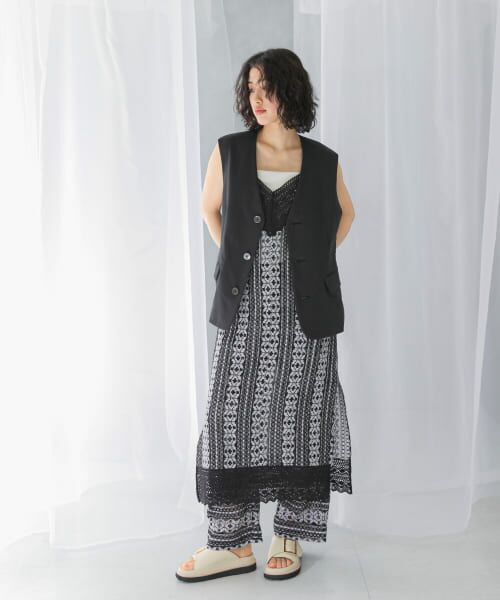 セール】 sara mallika COTTON BORDER LACE CAMI DRESS