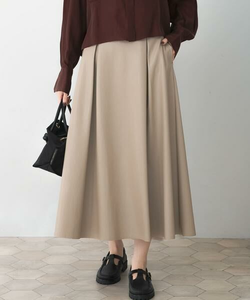 URBAN RESEARCH ROSSO/アーバンリサーチ ロッソ ウォッシャブルフェイクレザーフレアスカート ライトベージュ FREE