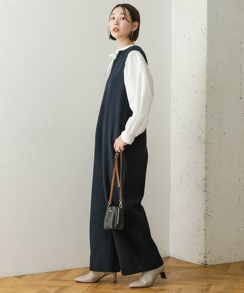 URBAN RESEARCH ROSSO / アーバンリサーチ ロッソ サロペット・オールインワン | 『34サイズも展開』『UR TECH』F by ROSSO　ウールライクキーネックオールインワン | 詳細4