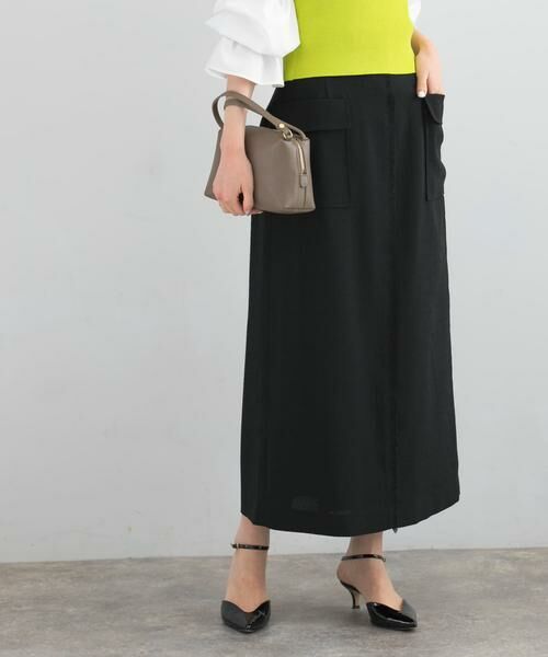 URBAN RESEARCH ROSSO / アーバンリサーチ ロッソ スカート | リネンライクポケットストレートスカート(ブラック)