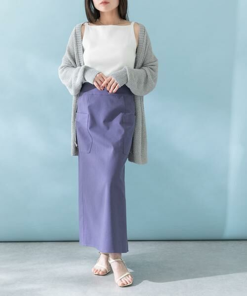URBAN RESEARCH ROSSO/アーバンリサーチ ロッソ リネンストレッチスリットスカート パープル 36 URBAN RESEARCH ROSSO/アーバンリサーチ ロッソ リネンストレッチスリットスカート パープル 36