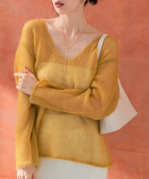 URBAN RESEARCH ROSSO / アーバンリサーチ ロッソ ニット・セーター | シアーモヘアVネックプルオーバー | 詳細1