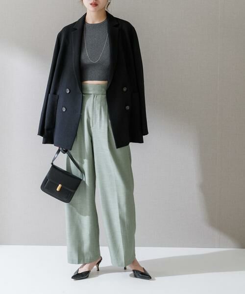 URBAN RESEARCH ROSSO / アーバンリサーチ ロッソ その他パンツ | ハイウエストツイードワイドパンツ(ミント)