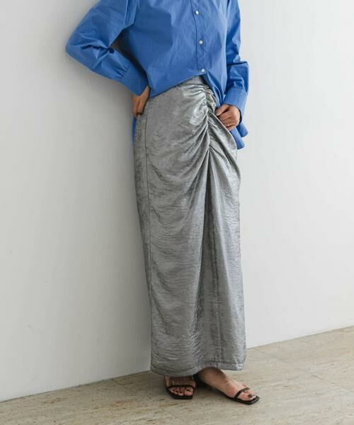 URBAN RESEARCH ROSSO / アーバンリサーチ ロッソ スカート | F by ROSSO　シャイニーフロントギャザータイトスカート | 詳細1