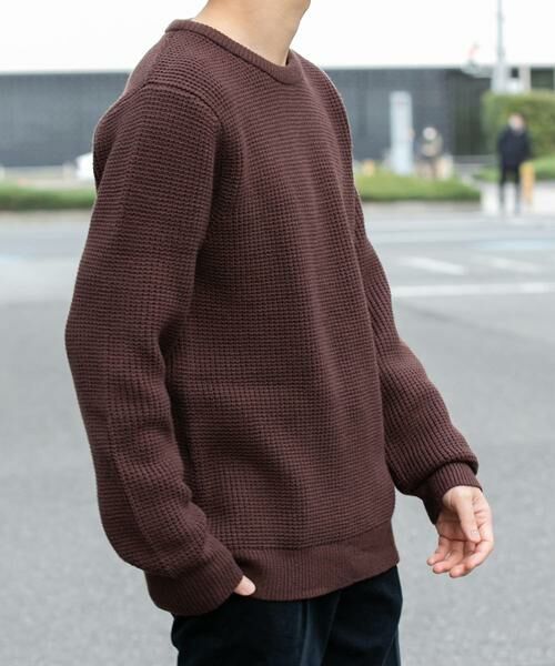 URBAN RESEARCH ROSSO/アーバンリサーチ ロッソ ウォッシャブルストレッチワッフルクルーネックプルオーバー ブラウン M URBAN RESEARCH ROSSO/アーバンリサーチ ロッソ ウォッシャブルストレッチワッフルクルーネックプルオーバー ブラウン M
