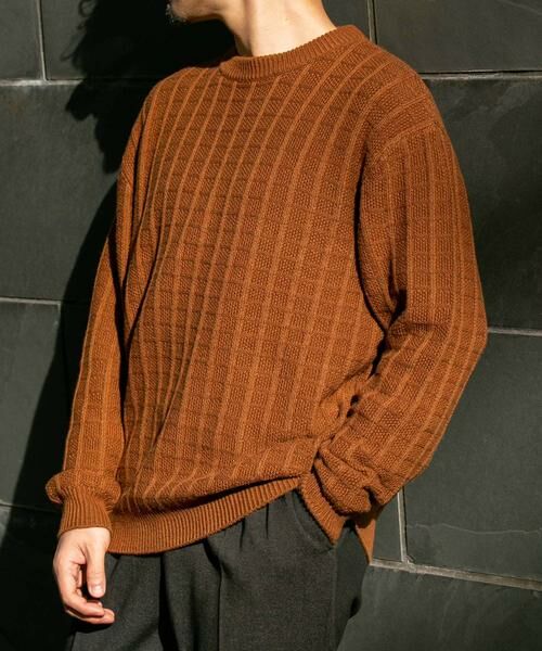 URBAN RESEARCH ROSSO/アーバンリサーチ ロッソ 『XLサイズあり』メリノウール変形ワッフルニット ブラウン S