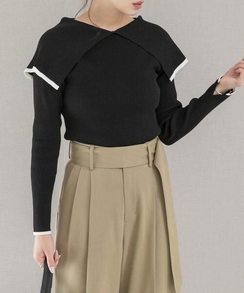 URBAN RESEARCH ROSSO / アーバンリサーチ ロッソ ニット・セーター | 2wayネックバイカラーケープニット | 詳細19