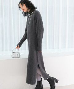 URBAN RESEARCH ROSSO / アーバンリサーチ ロッソ ワンピース | ヤク混サイドスリット畦ニットワンピース