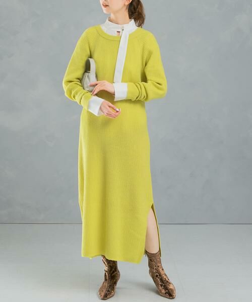 URBAN RESEARCH ROSSO / アーバンリサーチ ロッソ ワンピース | ヤク混サイドスリット畦ニットワンピース | 詳細1