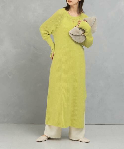 URBAN RESEARCH ROSSO / アーバンリサーチ ロッソ ワンピース | ヤク混サイドスリット畦ニットワンピース | 詳細3