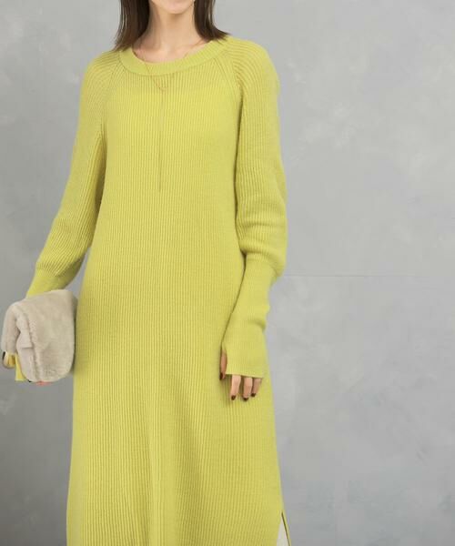 URBAN RESEARCH ROSSO / アーバンリサーチ ロッソ ワンピース | ヤク混サイドスリット畦ニットワンピース | 詳細4