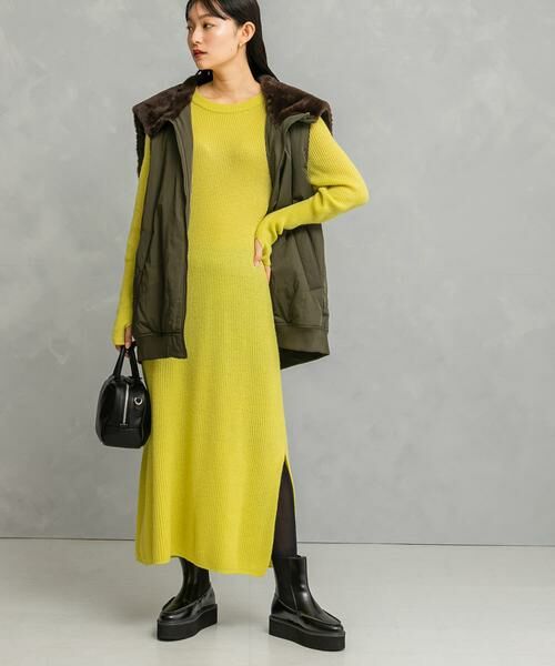 URBAN RESEARCH ROSSO / アーバンリサーチ ロッソ ワンピース | ヤク混サイドスリット畦ニットワンピース | 詳細9