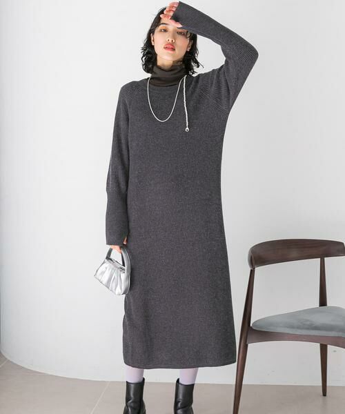 URBAN RESEARCH ROSSO / アーバンリサーチ ロッソ ワンピース | ヤク混サイドスリット畦ニットワンピース | 詳細18
