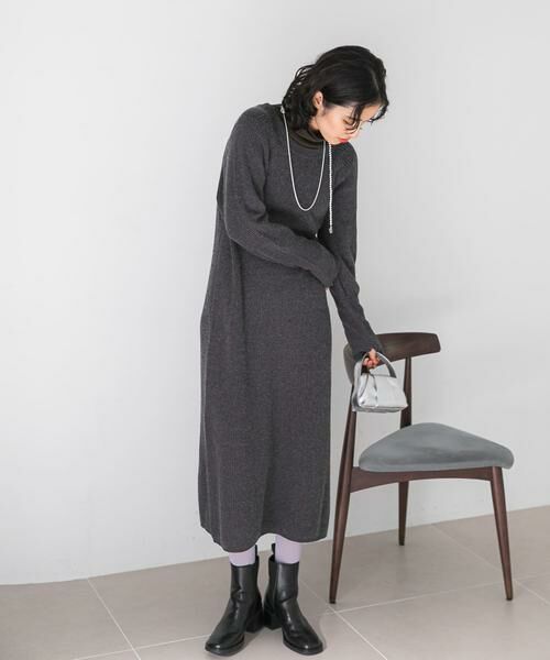 URBAN RESEARCH ROSSO / アーバンリサーチ ロッソ ワンピース | ヤク混サイドスリット畦ニットワンピース | 詳細19