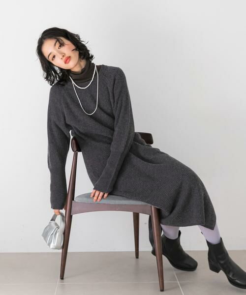 URBAN RESEARCH ROSSO / アーバンリサーチ ロッソ ワンピース | ヤク混サイドスリット畦ニットワンピース | 詳細21
