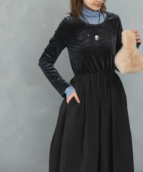 URBAN RESEARCH ROSSO / アーバンリサーチ ロッソ ワンピース | 『WEB限定』ベロアドッキングワンピース | 詳細1
