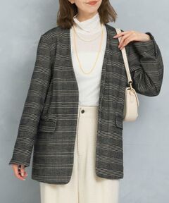 URBAN RESEARCH ROSSO / アーバンリサーチ ロッソ ノーカラージャケット | モールチェックノーカラーオーバージャケット