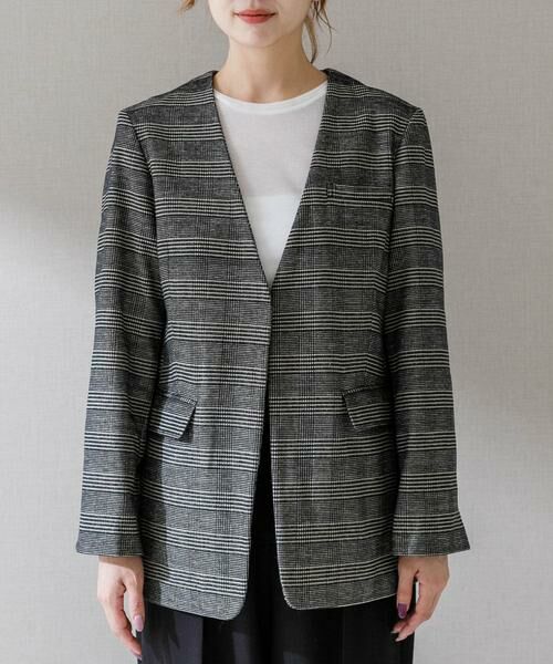 URBAN RESEARCH ROSSO / アーバンリサーチ ロッソ ノーカラージャケット | モールチェックノーカラーオーバージャケット | 詳細12