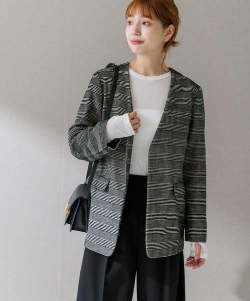 URBAN RESEARCH ROSSO / アーバンリサーチ ロッソ ノーカラージャケット | モールチェックノーカラーオーバージャケット | 詳細3