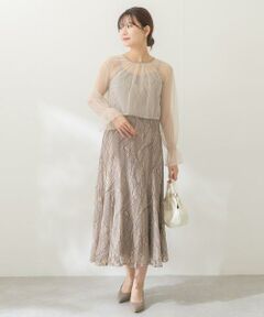 URBAN RESEARCH ROSSO / アーバンリサーチ ロッソ ドレス | チュールブラウス付き配色レースドレス