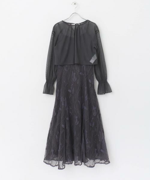 URBAN RESEARCH ROSSO / アーバンリサーチ ロッソ ドレス | チュールブラウス付き配色レースドレス | 詳細1