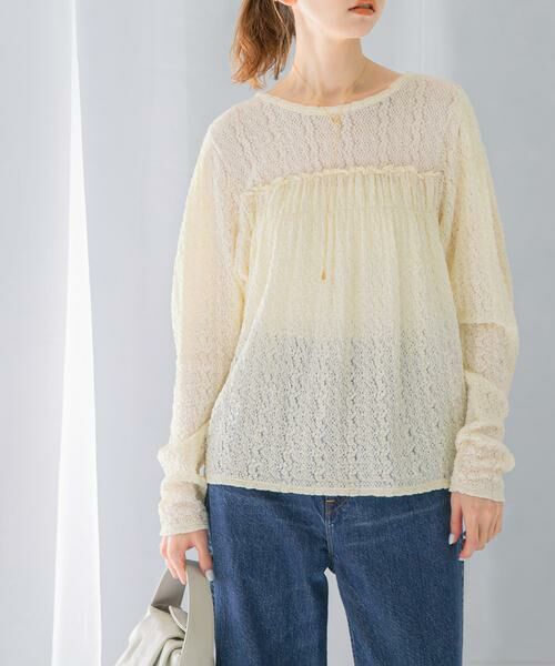 URBAN RESEARCH ROSSO/アーバンリサーチ ロッソ ストレッチレースプルオーバー オフホワイト FREE URBAN RESEARCH ROSSO/アーバンリサーチ ロッソ ストレッチレースプルオーバー オフホワイト FREE