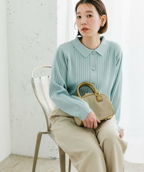 URBAN RESEARCH ROSSO / アーバンリサーチ ロッソ カーディガン・ボレロ | F by ROSSO　ウォッシャブル衿付きリブカーディガン | 詳細1