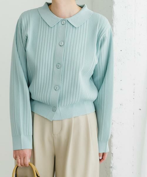 URBAN RESEARCH ROSSO / アーバンリサーチ ロッソ カーディガン・ボレロ | F by ROSSO　ウォッシャブル衿付きリブカーディガン | 詳細2