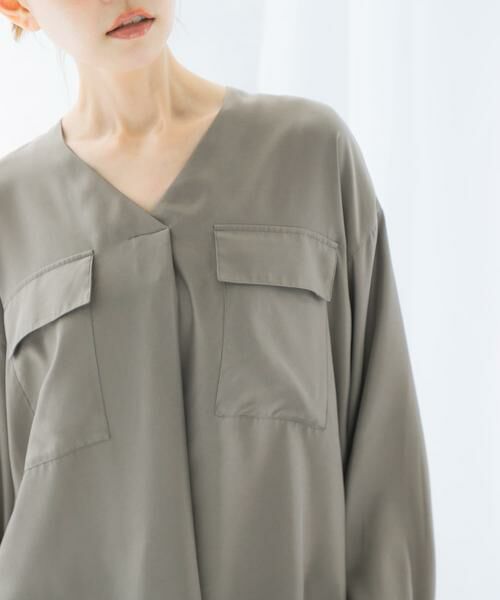 URBAN RESEARCH ROSSO / アーバンリサーチ ロッソ シャツ・ブラウス | キュプラツイルVネックブラウス | 詳細1
