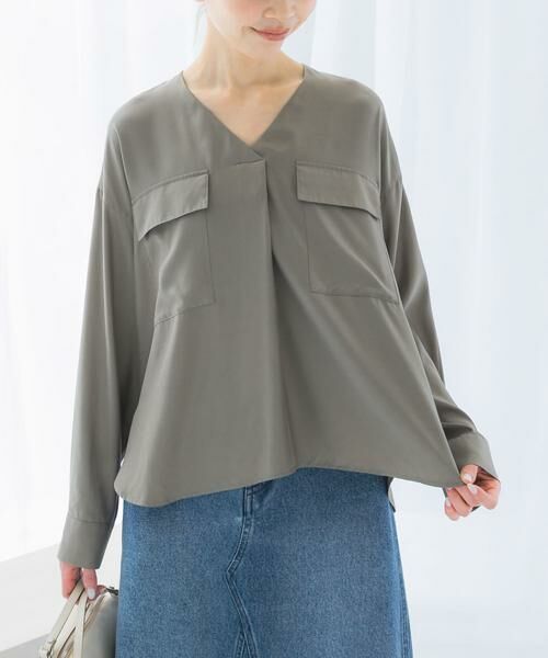 URBAN RESEARCH ROSSO / アーバンリサーチ ロッソ シャツ・ブラウス | キュプラツイルVネックブラウス | 詳細2