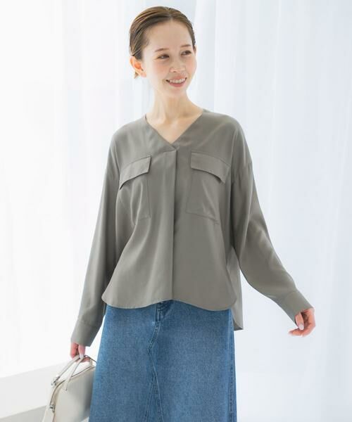 URBAN RESEARCH ROSSO / アーバンリサーチ ロッソ シャツ・ブラウス | キュプラツイルVネックブラウス | 詳細3