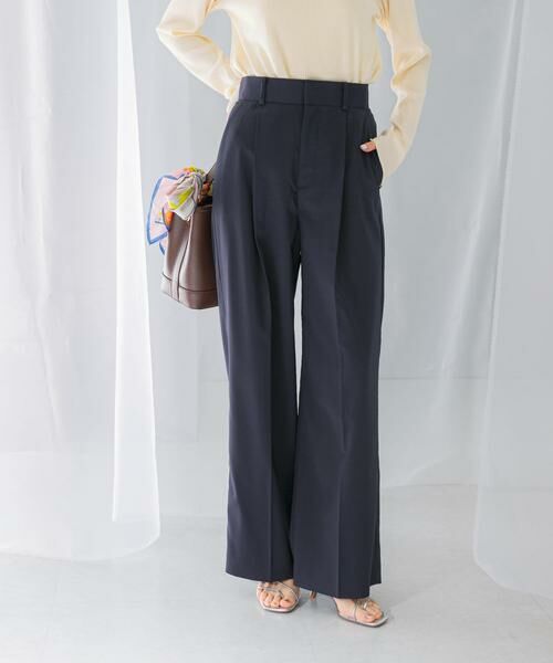 URBAN RESEARCH ROSSO / アーバンリサーチ ロッソ その他パンツ | ハイウエストワイドスラックス(ネイビー)