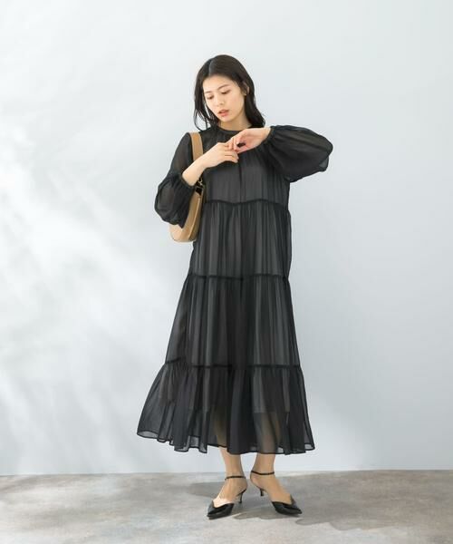 URBAN RESEARCH ROSSO / アーバンリサーチ ロッソ ワンピース | シアーティアードワンピース(ブラック)