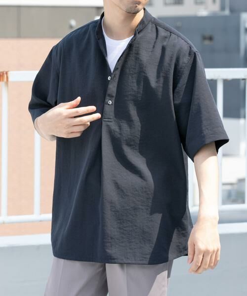 URBAN RESEARCH ROSSO / アーバンリサーチ ロッソ シャツ・ブラウス | 『WEB限定』『セットアップ対応/XLサイズあり』リネンライクバンドカラープルオーバー | 詳細1