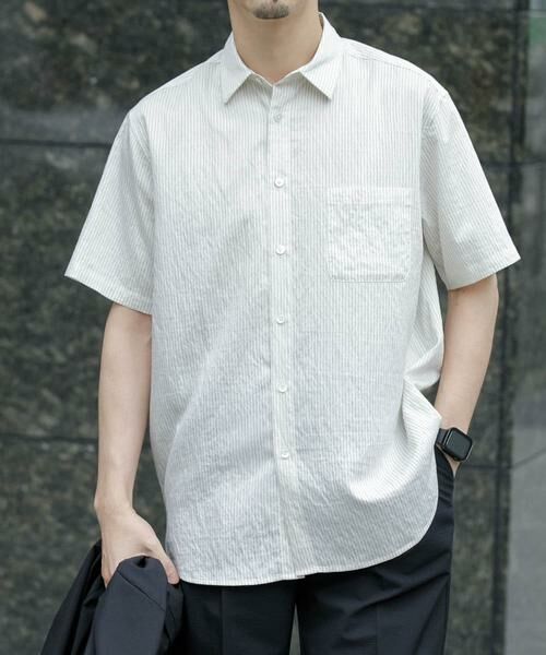 URBAN RESEARCH ROSSO / アーバンリサーチ ロッソ シャツ・ブラウス | 『WEB限定』『XLサイズあり』ストライプレギュラーカラー半袖シャツ | 詳細1