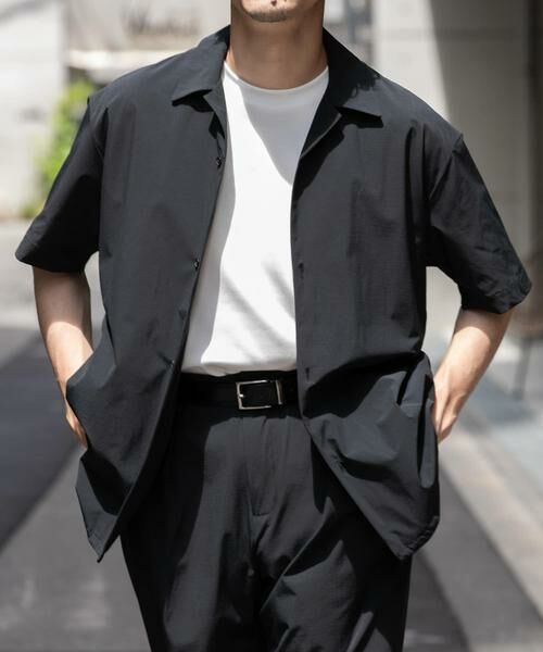 URBAN RESEARCH ROSSO/アーバンリサーチ ロッソ 『セットアップ対応』『XLサイズあり』クールキープショートスリーブシャツ ブラック M URBAN RESEARCH ROSSO/アーバンリサーチ ロッソ 『セットアップ対応』『XLサイズあり』クールキープショートスリーブシャツ ブラック M