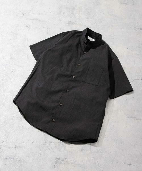 URBAN RESEARCH ROSSO/アーバンリサーチ ロッソ 『防シワ』『XLサイズあり』ハイパフォーマンスリネンバンド半袖シャツ ブラック L