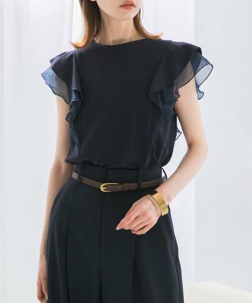 URBAN RESEARCH ROSSO / アーバンリサーチ ロッソ Tシャツ | シアードッキングフリルスリーブTシャツ | 詳細2