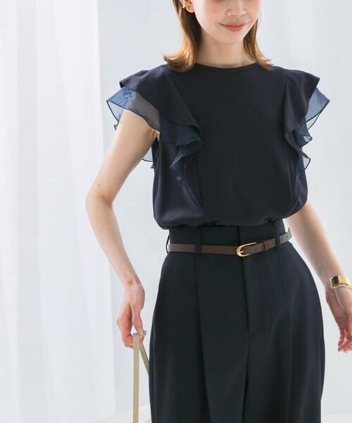 URBAN RESEARCH ROSSO / アーバンリサーチ ロッソ Tシャツ | シアードッキングフリルスリーブTシャツ | 詳細3