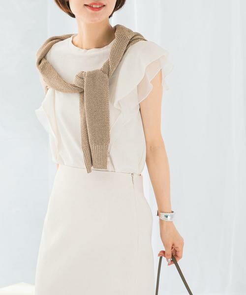 URBAN RESEARCH ROSSO / アーバンリサーチ ロッソ Tシャツ | シアードッキングフリルスリーブTシャツ | 詳細10