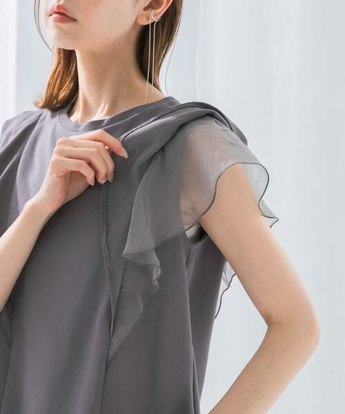 URBAN RESEARCH ROSSO / アーバンリサーチ ロッソ Tシャツ | シアードッキングフリルスリーブTシャツ | 詳細24