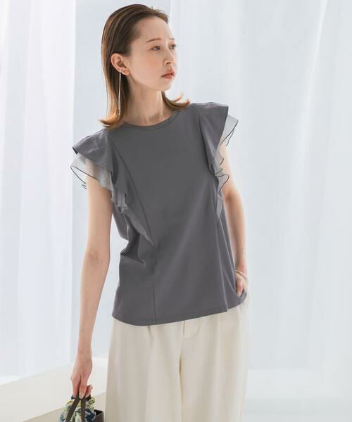 URBAN RESEARCH ROSSO / アーバンリサーチ ロッソ Tシャツ | シアードッキングフリルスリーブTシャツ | 詳細16