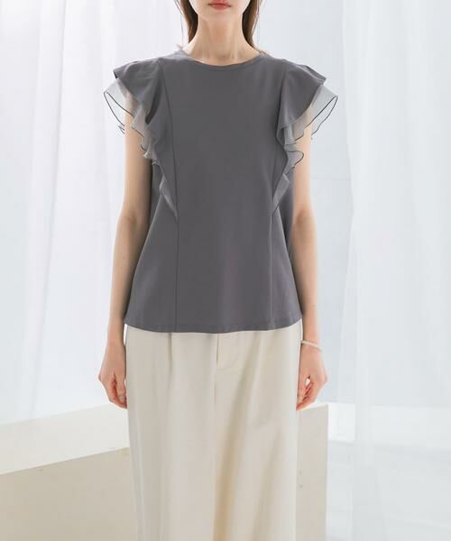 URBAN RESEARCH ROSSO / アーバンリサーチ ロッソ Tシャツ | シアードッキングフリルスリーブTシャツ | 詳細19