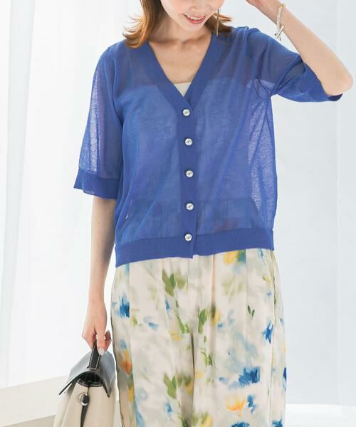 URBAN RESEARCH ROSSO / アーバンリサーチ ロッソ カーディガン・ボレロ | デザインボタンシアーカーディガン | 詳細1