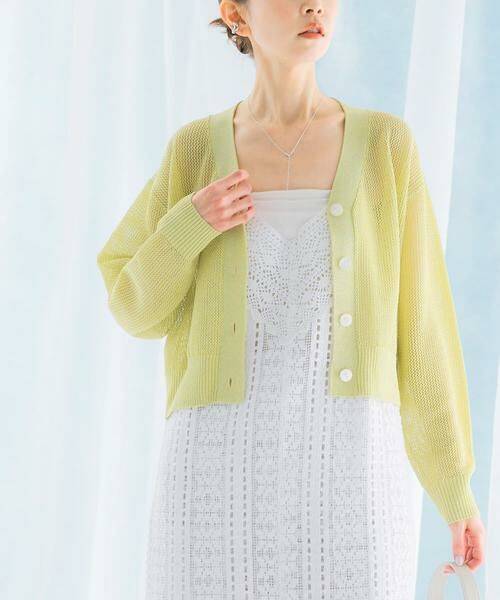 URBAN RESEARCH ROSSO / アーバンリサーチ ロッソ カーディガン・ボレロ | メッシュラメショートカーディガン | 詳細1